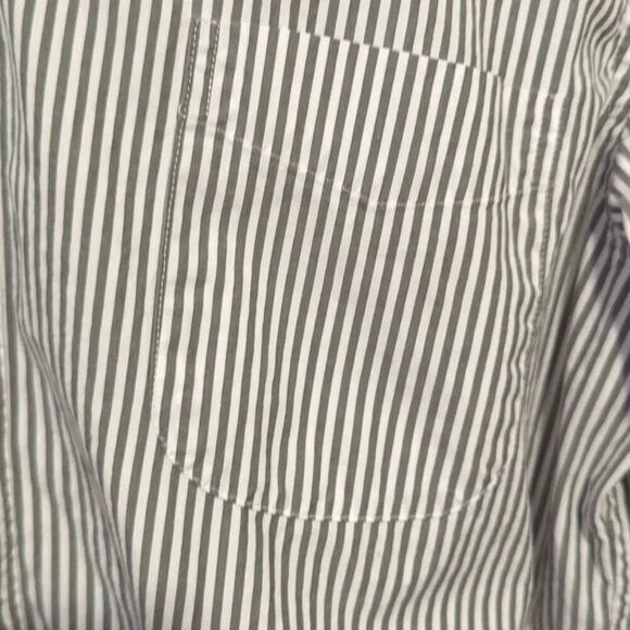 Secret Wash J Crew Gray White Striped Long Sleeve Button Down XL Slim - Picture 4 of 7
